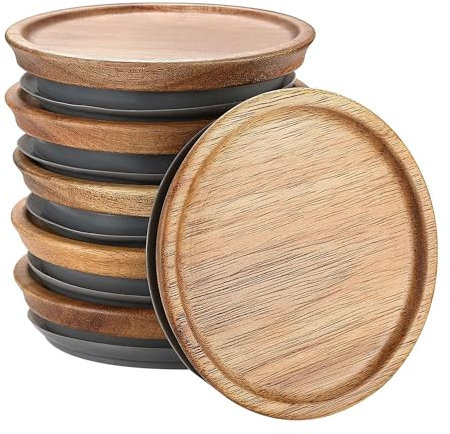 Qusedwey 6er-Pack -Aufbewahrungsdeckel, Komplett Versiegeltes -Aufbewahrungsdeckel-Set, Holzdeckel, Holzbraun für, Kerr-Gläser, Lebensmittelechtes Material, Luftdicht für Gläser 89 mm