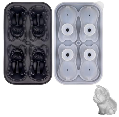 Dog Ice Cube Mold,4-Cavity Silicone 3D Labrador Ice Maker Multiple Dog Shape with Funnel for Freezer Ice Drink Juice Whiskey Iced Coffee Cocktail