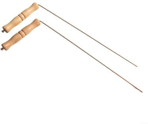Baguettes de radiesthésie en cuivre à conductivité exceptionnelle avec poignées en bois pour des résultats précis dans les tâches de divination et la spiritualité en plein air