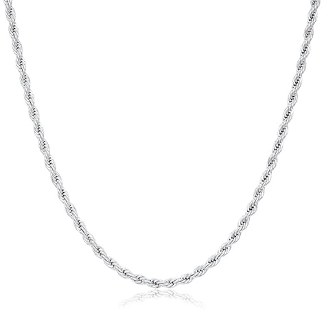 Bling King London Silver Twisted Rope Chain, 4mm-8mm Thick 24-30 Inch Long