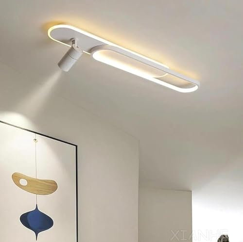XIANHE LED Deckenlampe Flur Esszimmer Dimmbare Deckenleuchte mit Fernbedienung, Modern Oval mit Scheinwerfer Leuchten für Wohnzimmer Schlafzimmer Balkon Küche Decke Hängend Lampe (Weiß, L60cm)