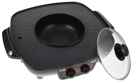 Amosfun Elektro Hot Pot Topf Mit Rauchfreier Antihaftbeschichtung Schnell Und Gleichmäßig Erhitzend Für Familienfeiern Und Partys Mit Multifunktionsknopf Für Flexible Kochmethoden
