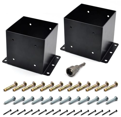 Zhupoub (2 Pack) 6x6 Post Bracket(Acturl 5.6 x5.6) Heavy Duty Adjustable Wood Fence Anchor Base Brackets, for Deck Railing, Deck Post, Pergola Post Brackets
