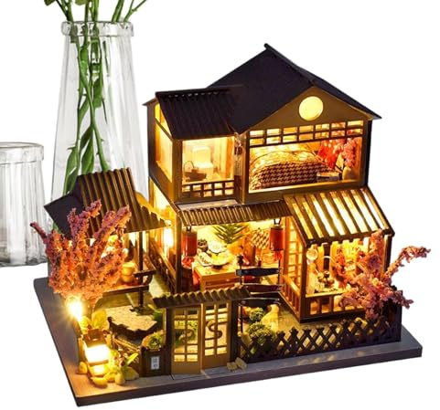 3D-Holzbausatz für Erwachsene, Holzhaus-Set, mit LED-Licht, Miniatur-Villa, für Weihnachten, Erwachsene, Kinder, Männer, Frauen