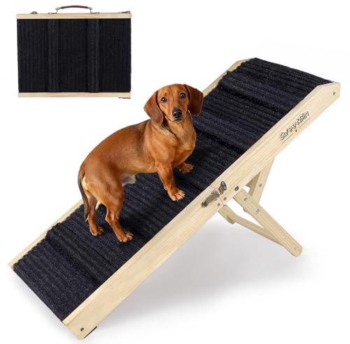 2026 Upgraded Dog Ramp for Couch - Foldable Small Dog Ramp for Bed - 4 Adjustable Height from 12 to 20 - Portable Pet Stairs with Non-Slip Pad - Pet Ramps Use for Low Bed Couch Steps Up to 60LBS