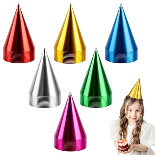 JDCMEI Set di 30 Cappelli per Feste, Colorati Cappelli da Festa a Forma di Cono, Cappelli di Carta, Cappelli di Compleanno per Bambini, Feste di Compleanno