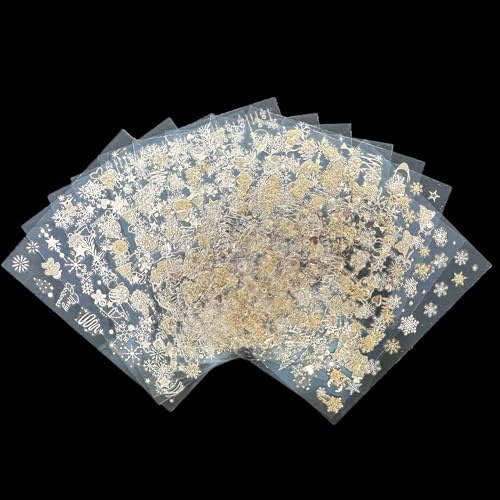 GZMAYUEN 12 Farben Weihnachten Nagelsticker 3D Weihnachten Nagelsticker Selbstklebend Nagelaufkleber Nageldesign Nägel Zubehör