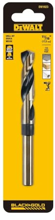 Dewalt DW1623 Spiralbohrer-Bit, Schwarzoxid, 1/2-Zoll-Schaft, reduzierter Schaft, 11/16 Zoll