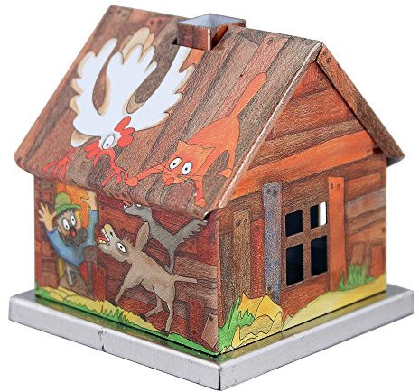 KNOX - Räucherhaus/Räucherkerzenhalter Märchenhaus aus Metall - für Räucherkerzen Größe M - Motiv: Bremer Stadtmusikanten - Maße: ca. 6 x 6 x 7 cm