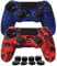 Hikfly Silikon mit Gummi-Öl-Gel-Controller Deckel Hautschutz Fall Faceplates Kits für Sony Playstation 4 PS4 / PS4 Slim / PS4 Pro Controller (2x Controller Abdeckung mit 8 x Joystic Caps)(Blau,Rot)