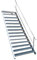 Srm-Design 14-stufige Stahltreppe, einseitig für unebene Gelände, Breite 80 cm, Geschosshöhe 245 cm, robust, stabil, mit Zubehör, Silber