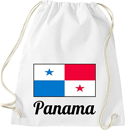 Shirtinstyle Gym Sack Turnbeutel Beutel Tasche Rucksack Land Panama, Farbe Weiss