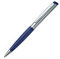stempel-fabrik – Stempel-Kugelschreiber Heri Diagonal Wave 6231 Custom mit Wunschtext personalisieren – 2in1 Kugelschreiber mit selbstfärbendem Taschenstempel (33 x 8 mm | 3 Zeilen | Blau/Silber)