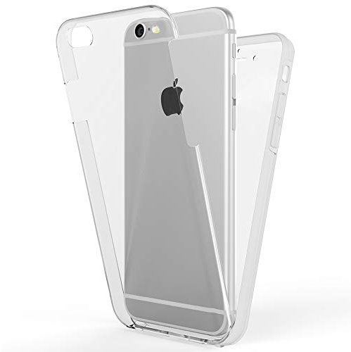NALIA 360 Grad Handyhülle kompatibel mit Apple iPhone 6 Plus 6S Plus, Full-Cover Silikon Bumper mit Displayschutz vorne Hardcase hinten, Hülle Doppel-Schutz Dünn Case Handy-Tasche, Farbe:Transparent