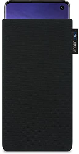Adore June Classic Schwarz Tasche kompatibel mit Samsung Galaxy S10 Handytasche aus widerstandsfähigem Cordura Stoff mit Display Reinigungs-Effekt, Made in Europe