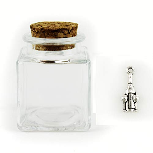 DLM-27492 (Kit 24 Pezzi) Barattolo in Vetro con Ciondolo Coppia Calici Bottiglia Brindisi Champagne Porta Confetti bomboniera