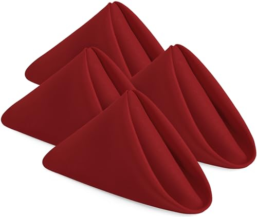 Utopia Home Stoffservietten, 43,2 x 43,2 cm, 100 % Polyester, mit gesäumten Kanten, waschbare Servietten, ideal für Partys, Hochzeiten und Abendessen, Rot, 24 Stück