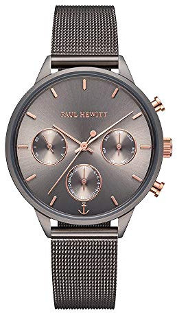 PAUL HEWITT Armbanduhr Damen Everpuls Grey Metallic Mesh- Damen Uhr in Grey Metallic mit einem abgestimmten Meshband aus Edelstahl und einem grauen Ziffernblatt
