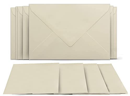 1000 Klappkarten mit Umschlägen Set Creme - DIN A6 Blanko Doppelkarten 14,8 x 21 cm (160 g/m²) - DIN C6 Umschlag 11,4 x 16,2 cm (90 g/m²) Nassklebung - Grußkarten Einladungskarten Hochzeit