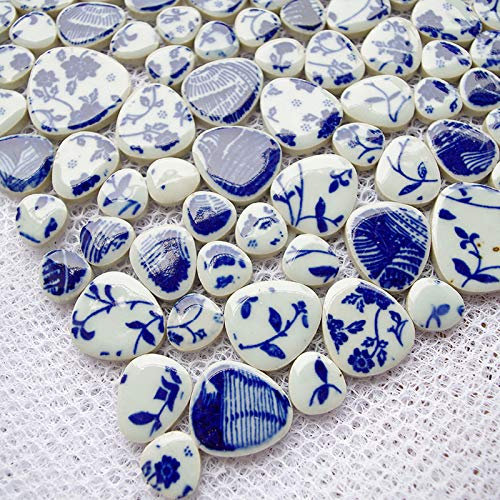 XuTaiMoTi 11PCS Blue and white porcelain pebble mosaic tile kitchen backsplash tile bathroom swimming pool wall garden saloon floor tile (11)