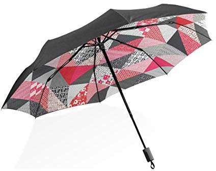 MONTOJ Regenschirm, quadratisch, mit Blumenmuster, für Sonne und Regen, UV-Schutz