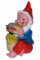 OMÜ Otto Müller Gartenzwerg mit Hamburger Figur Lustiger Zwerg H 33 cm Gartenfigur aus Kunststoff