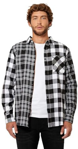 Kaporal - Chemise à Carreaux Noirs Homme en 100% Coton Bio - Tino - S - Noir