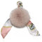 ZHSH 8,9 cm Fuchspelz-Bommel-Schlüsselanhänger Für Frauen, Elegantes Seidenband-Schal-Anhänger-Zubehör Mit Goldenem Schlüsselring Für Rucksack (Rosa)