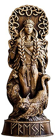 SYUN Freyja Statue Freya Nordischen GöTter Schnitz Altar Heidnischen Asatru Viking God Goddes Skulptur Skandinavische Pantheons-A