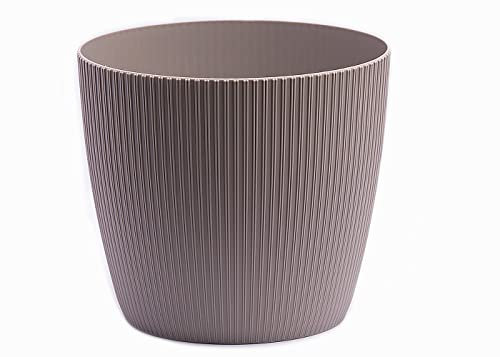 Home Garden Ornaments Decorative Plant Pots Indoor – Striped Indoor Plant Pot for Home and Garden (Diameter 18cm, Taupe)