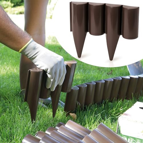 GardenPlast® PalGarden Rasenkante Gartenpalisade Palisade Beetumrandung Holzoptik - 20m, Braun