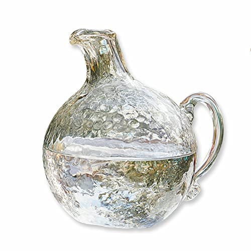 LOBERON Krug Valters, mundgeblasen, besondere Oberfläche, kunstvolles Design, Getränkespender, Karaffe, Outdoor, Glas, klar