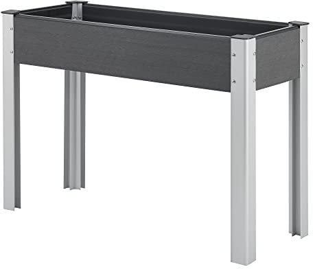 [en.casa] Hochbeet Beverwijk für Garten Aluminium Blumenkasten aus WPC außen 100 x 40 x 75 cm wetterfest Kräuterbeet rechteckig Gemüsebeet Dunkelgrau