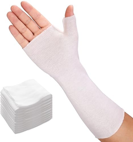 Velpeau 10Pcs Hand Socks for Splint, Breathable Thin Stockinette Tubing, M