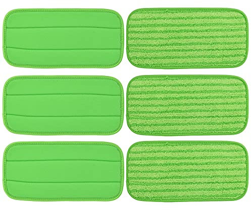 Donkivvy Lot de 6 serpillères réutilisables en microfibre lavables pour Swiffer Wet Jet 30,5 cm Vert