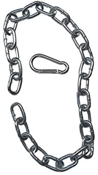 Ali's DIY 1 Metre Length 6mm Bright Zinc Plated Chain with 1 x 6 mm Carabine Hook Included - Suitable for Indoor/Outdoor Hanging Kits, Heavy Duty Hardware, Accessories