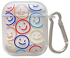 Kompatibel mit Airpods 1/2 Hülle Durchsichtig, CrazyLemon Weiche TPU AirPods Hülle Klar Kopfhörerhülle mit Schlüsselanhänger für Airpods 1 & 2 Hülle - Bunter Smiley