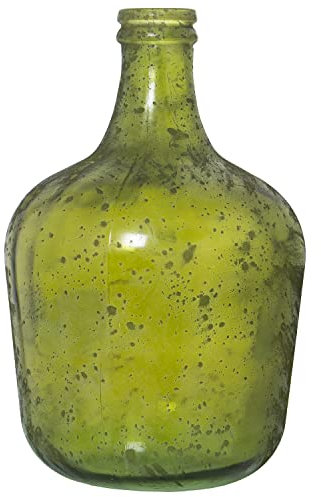 DRW Jarron de sobremesa con Forma de garrafa de Cristal de 12 litros en Verde ø26x42 cm