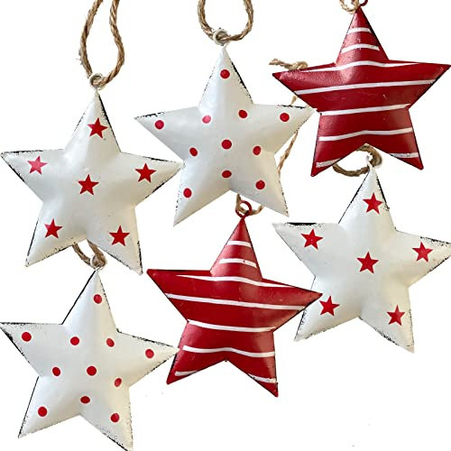 Dekosterne Weihnachten - rot weiß - 3-fach sortiert 1 VE = 6 Stück - 51179-225