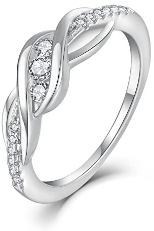 Starnny Damen Ringe Sterling Silber 925 Infinity Unendlichkeit Ringe 3A Cubic Zirkonia Verlobungsring für Damen,49