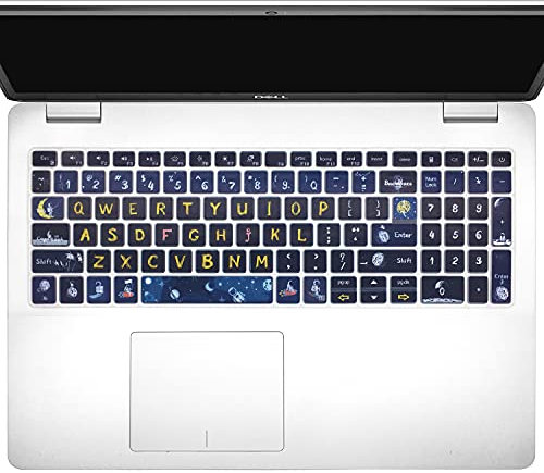 WSLUCKO Keyboard Cover Skin for 2021 2020 2019 Dell Inspiron 15 5501 5502 5505 5508 5584 5590 5593 5598 15.6 / Inspiron 15 7000 7590 7591 7501 7506 7706 7790 / Vostro 7590 5590 7500,Space Man
