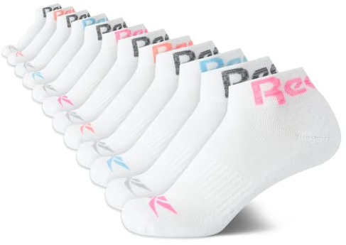 Reebok Damen Quarter Crew-Socken – 12er-Pack Performance Cushion Comfort Crew Socken – Sportsocken für Frauen (37-45), Weiß meliert, 36.5-43 EU