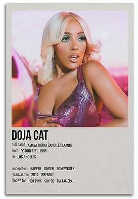 Doja Cat Album Poster für Schlafzimmer Wände Vintage Album Musik Leinwand Poster Künstlerische Malerei Bilder Album Cover Poster 30 x 45 cm ungerahmt