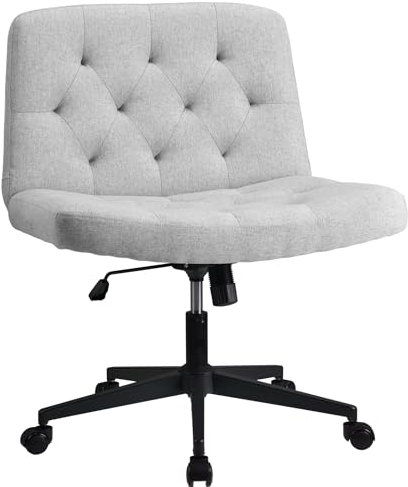 WangPangzi Armloser Bürostuhl mit mittlerer Rückenlehne, Breiter Schreibtischstuhl aus Stoff,höhenverstellbare Gaming Stuhl, Schlafzimmer Dressing Stuhl(Grau)