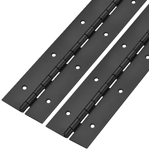 uxcell Piano Hinge 20Inch x 2Inch, 2pcs Stainless Steel Continuous Hinge Piano Hinges for Cabinets, Door, DIY Storage Boxes, 0.059 Leaf Thickness, Black