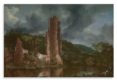 Poster Landschaft mit den Ruinen des Schlosses von Egmond von Jacob Van Ruisdael