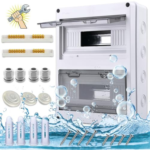 Verteilerkasten Aufputz 2 Reihig 24 Module, IP65 Waterproof Sicherungskasten Aufputz, 2-Reihig für 24-MODULE Aufputzverteiler für Garten oder Außenbereichen, Entsprechen Feuchtraum Standard