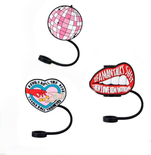 Amcisi 12pcs Stanley Straw Cover Cap for Stanley Cup 30&40 Oz 8mm Taylor Stanley Straw Topper, Reusable Silicone Straw Covers, Cute Stanley Cup Accessories (TS Set1-8mm)