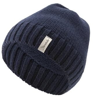 Sterntaler Strickmütze Lambswool - Unisex Beanie mit Abschlußbund in modischem Rippenstrick - Kinder Mütze aus weicher Lammwolle - Wintermütze - Marine, 53