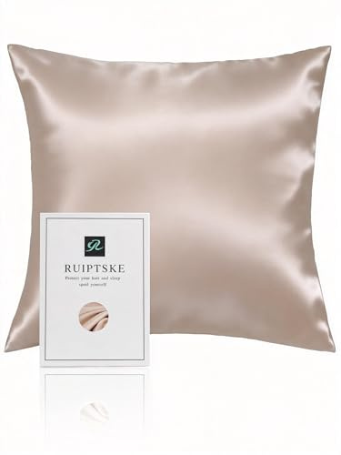 Kissenbezug aus Seide, 100 % Seide, 22 Momme, Öko-TEX®-zertifiziert, Vorteile für Haar und Haut, Anti-Aging, Anti-Staubmilben (hell-champagnerfarben, 65 x 65 cm)